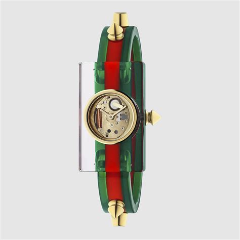 gucci resin watch|Green And Red Web Resin Vintage Watch, 35mm .